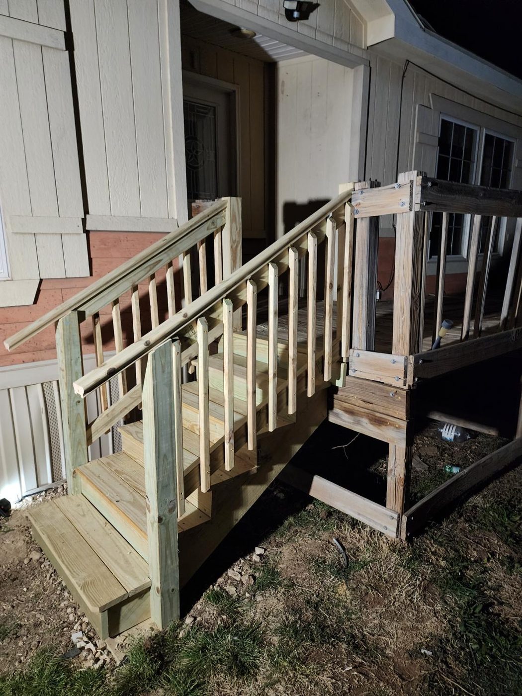 New deck stairs and railing built for an Abilene homeowner
