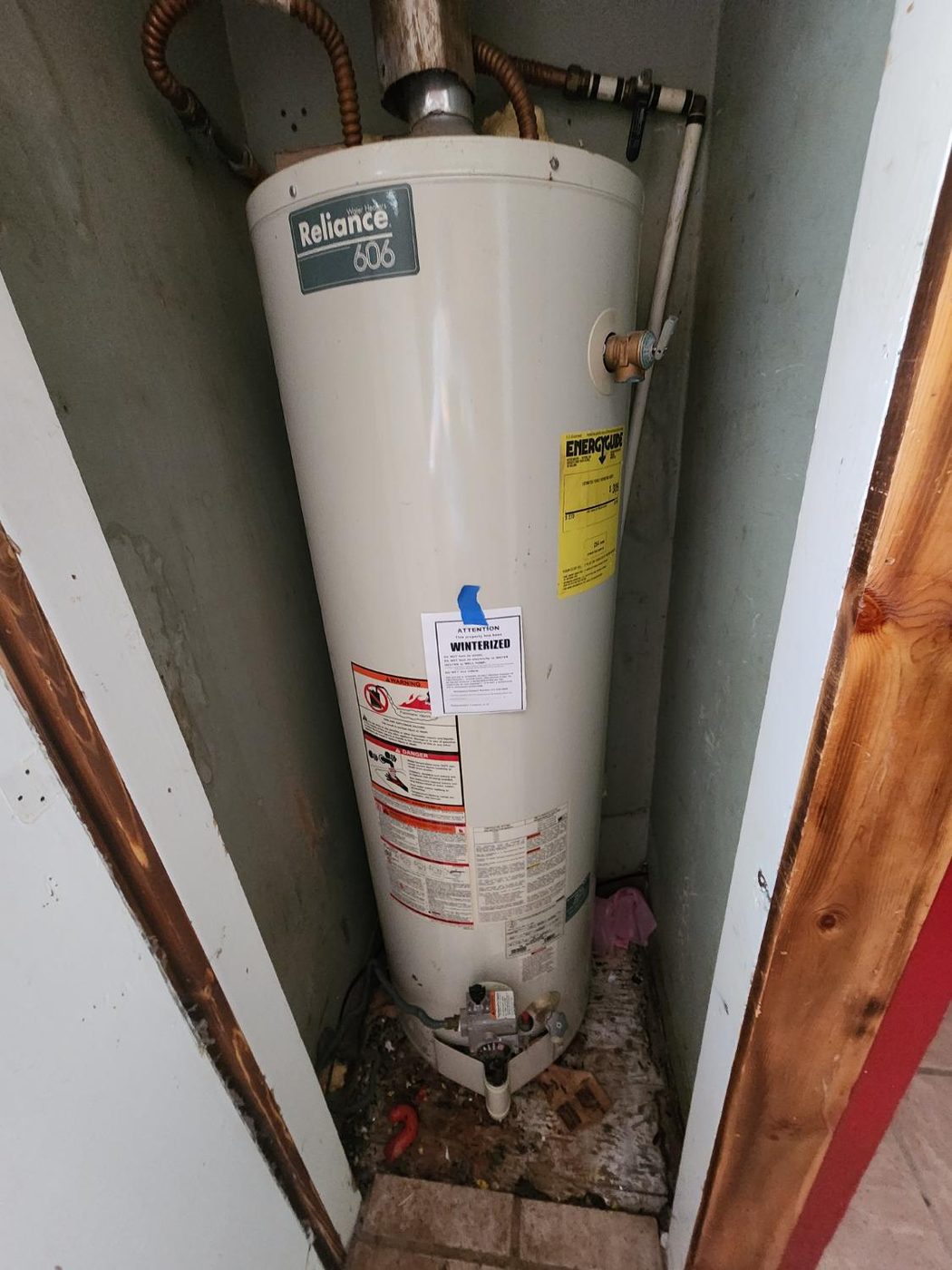 Water heater winterized for a vacant property